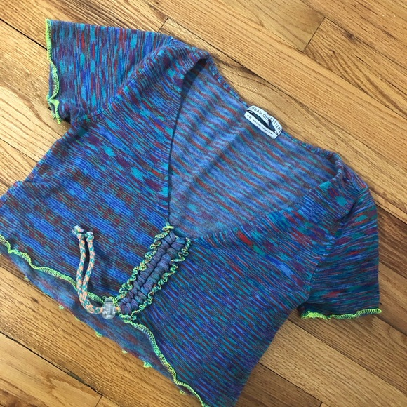 Urban Outfitters Teal Blue Y2K Knit Cropped Top - Picture 2 of 6